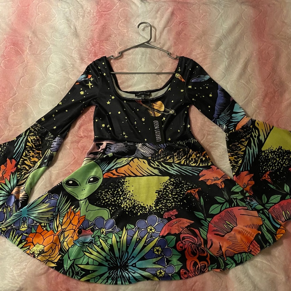 Dolls kill bell sleeve alien dress